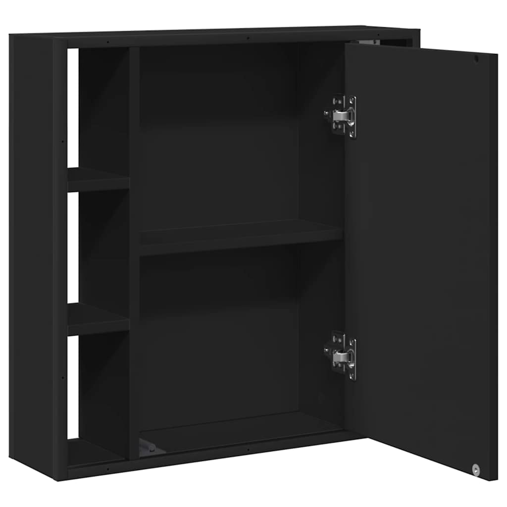Mobile da Bagno con Specchio Nero 60x16x60 cm Legno Multistrato