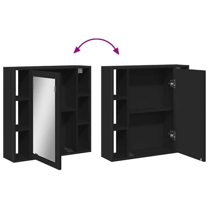 Mobile da Bagno con Specchio Nero 60x16x60 cm Legno Multistrato