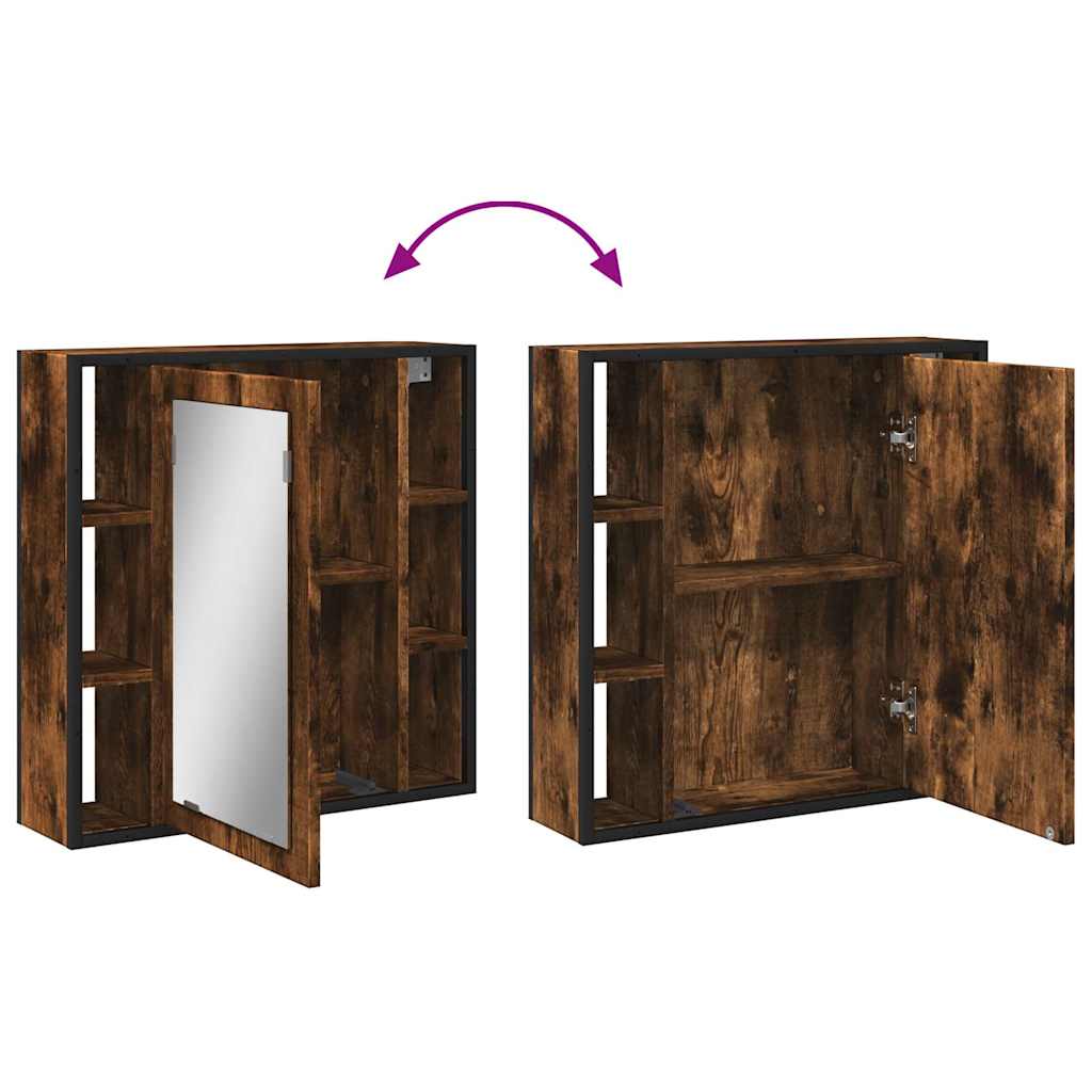Mobile Bagno Specchio Rovere Fumo 60x16x60 cm Legno Multistrato