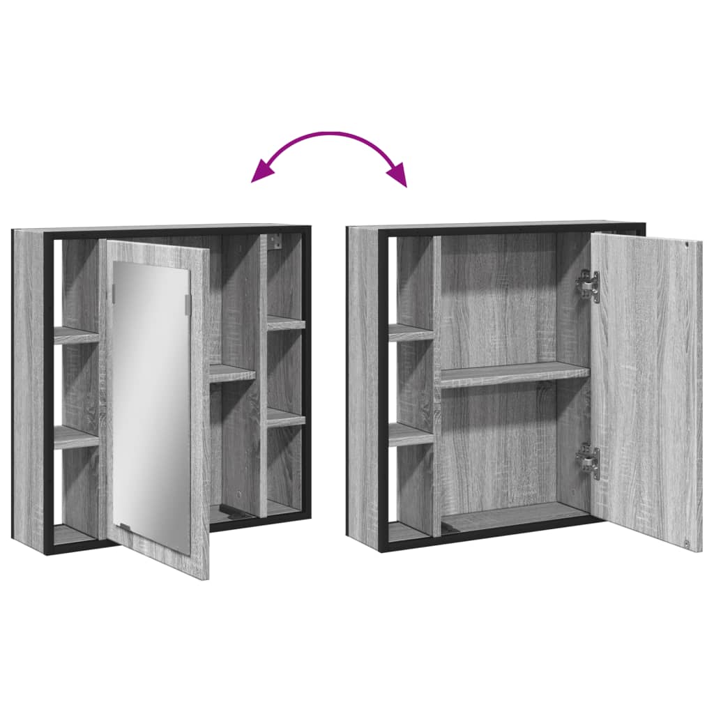 Mobile Specchio da Bagno Grigio Sonoma 60x16x60 cm Multistrato