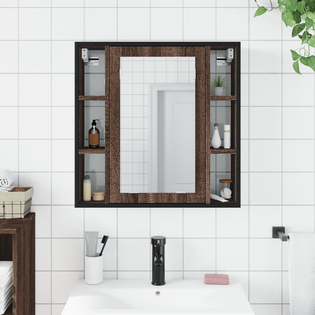 Mobile Bagno Specchio Rovere Marrone 60x16x60 Legno Multistrato - homemem39