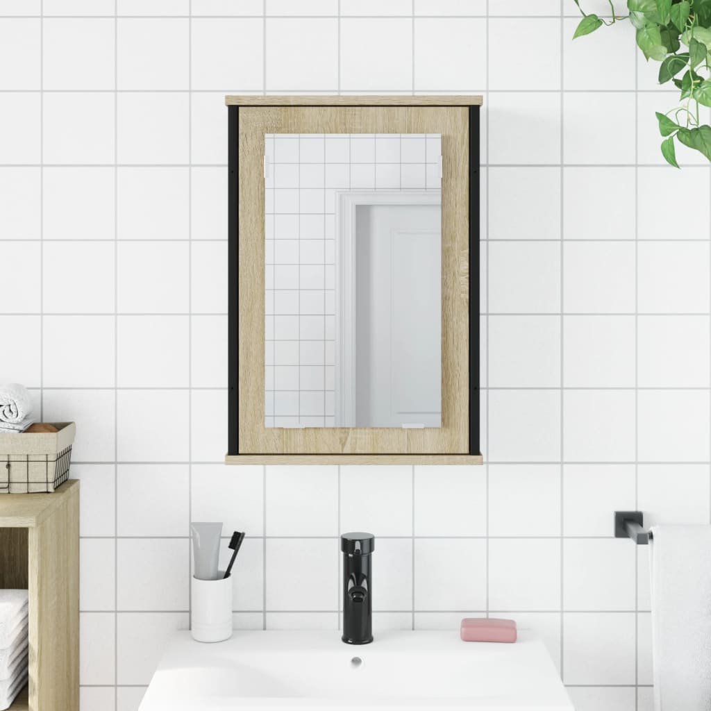 Mobile Bagno con Specchio Rovere Sonoma 42x12x60 cm Multistrato - homemem39