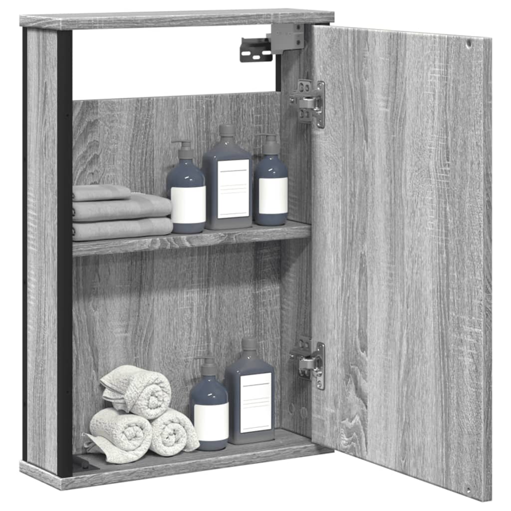 Mobile Specchio da Bagno Grigio Sonoma 42x12x60 cm Multistrato - homemem39