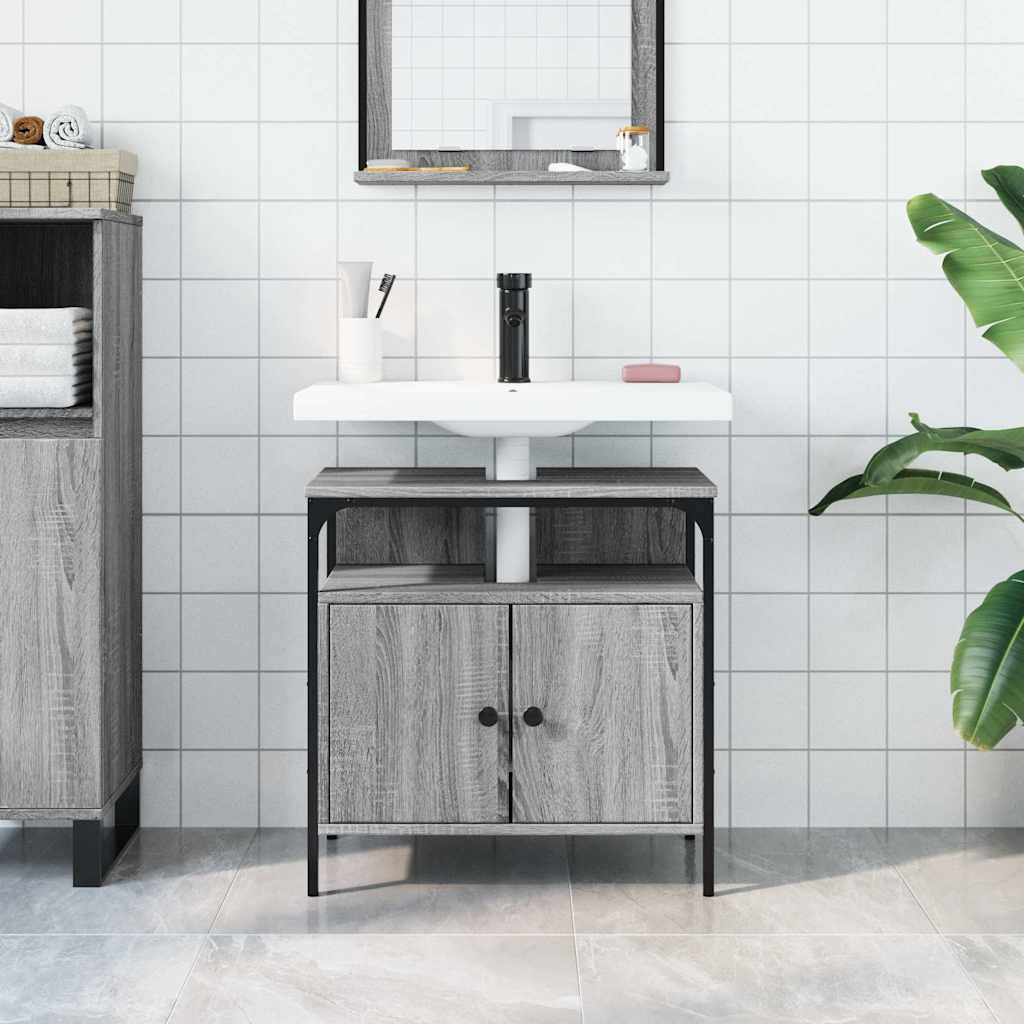Mobile Lavabo Bagno Grigio Sonoma 60x30x60 cm Legno Multistrato