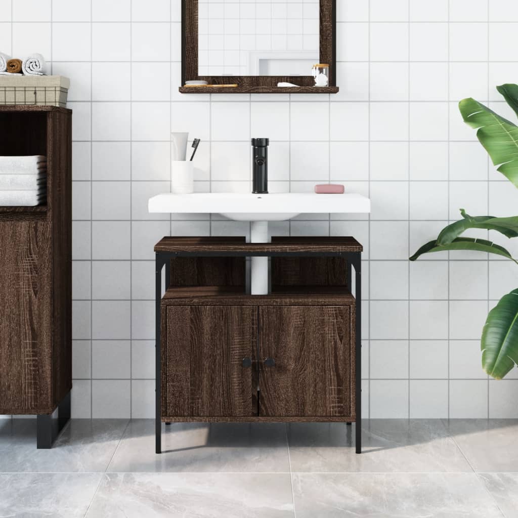 Mobile Lavabo Bagno Rovere Marrone 60x30x60cm Legno Multistrato - homemem39