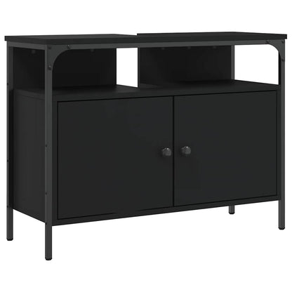 Mobile Lavabo Bagno Nero 80x30x60 cm in Legno Multistrato