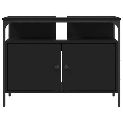 Mobile Lavabo Bagno Nero 80x30x60 cm in Legno Multistrato - homemem39