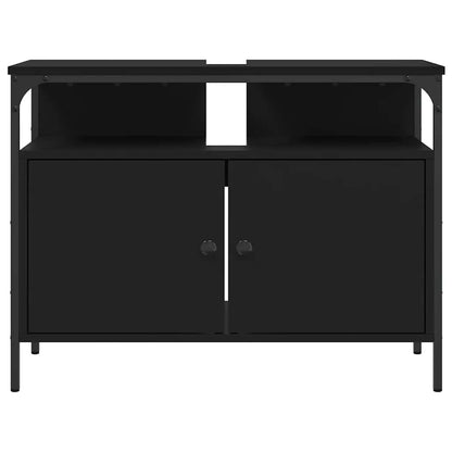 Mobile Lavabo Bagno Nero 80x30x60 cm in Legno Multistrato - homemem39