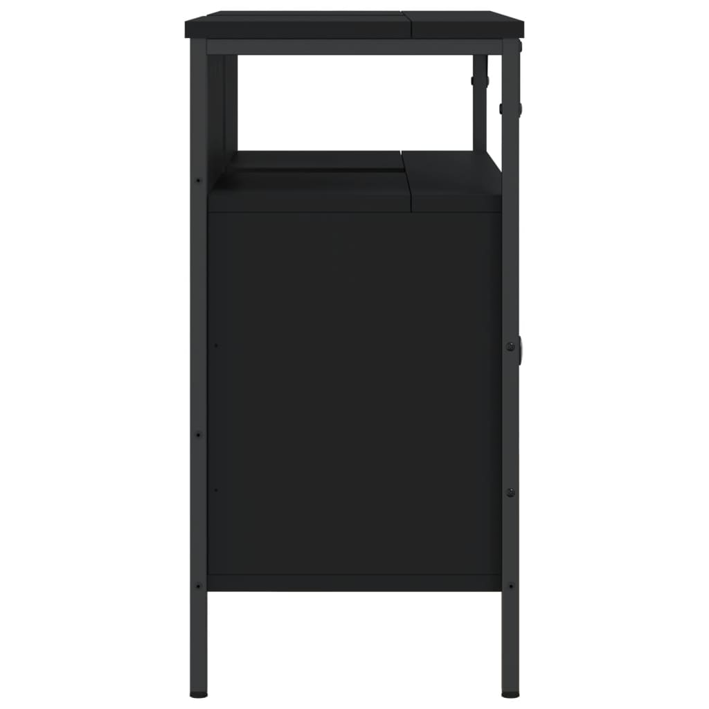 Mobile Lavabo Bagno Nero 80x30x60 cm in Legno Multistrato - homemem39