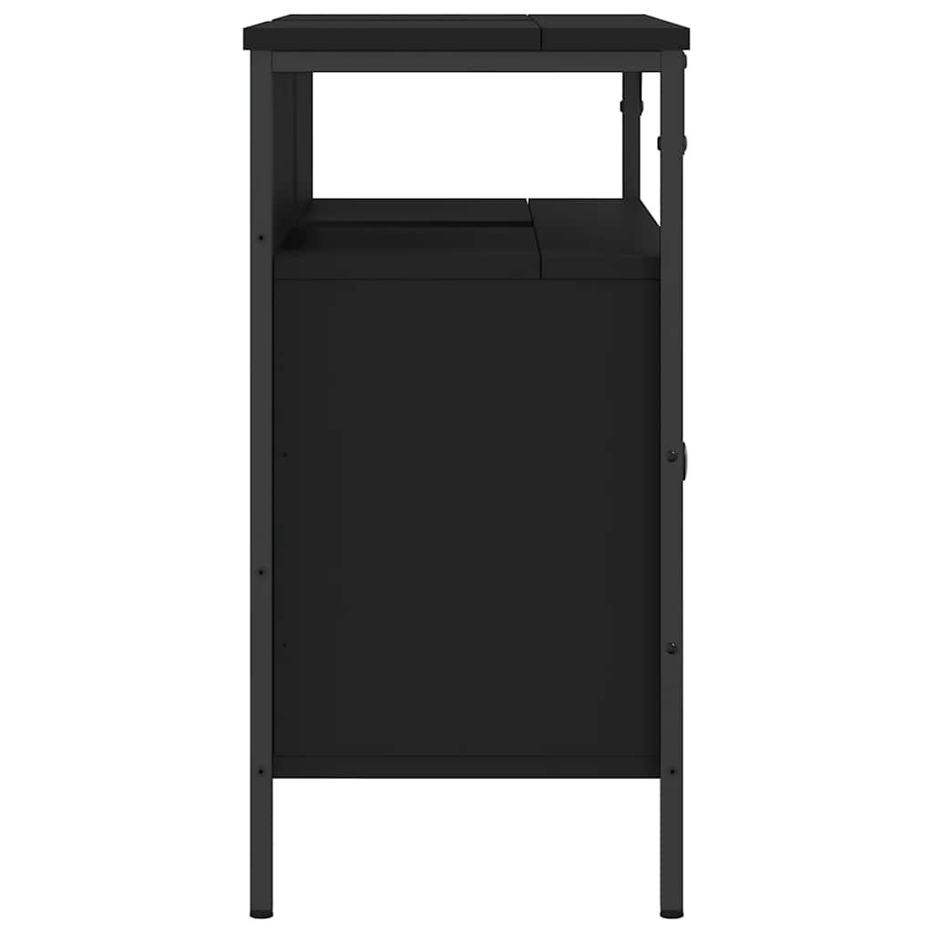 Mobile Lavabo Bagno Nero 80x30x60 cm in Legno Multistrato