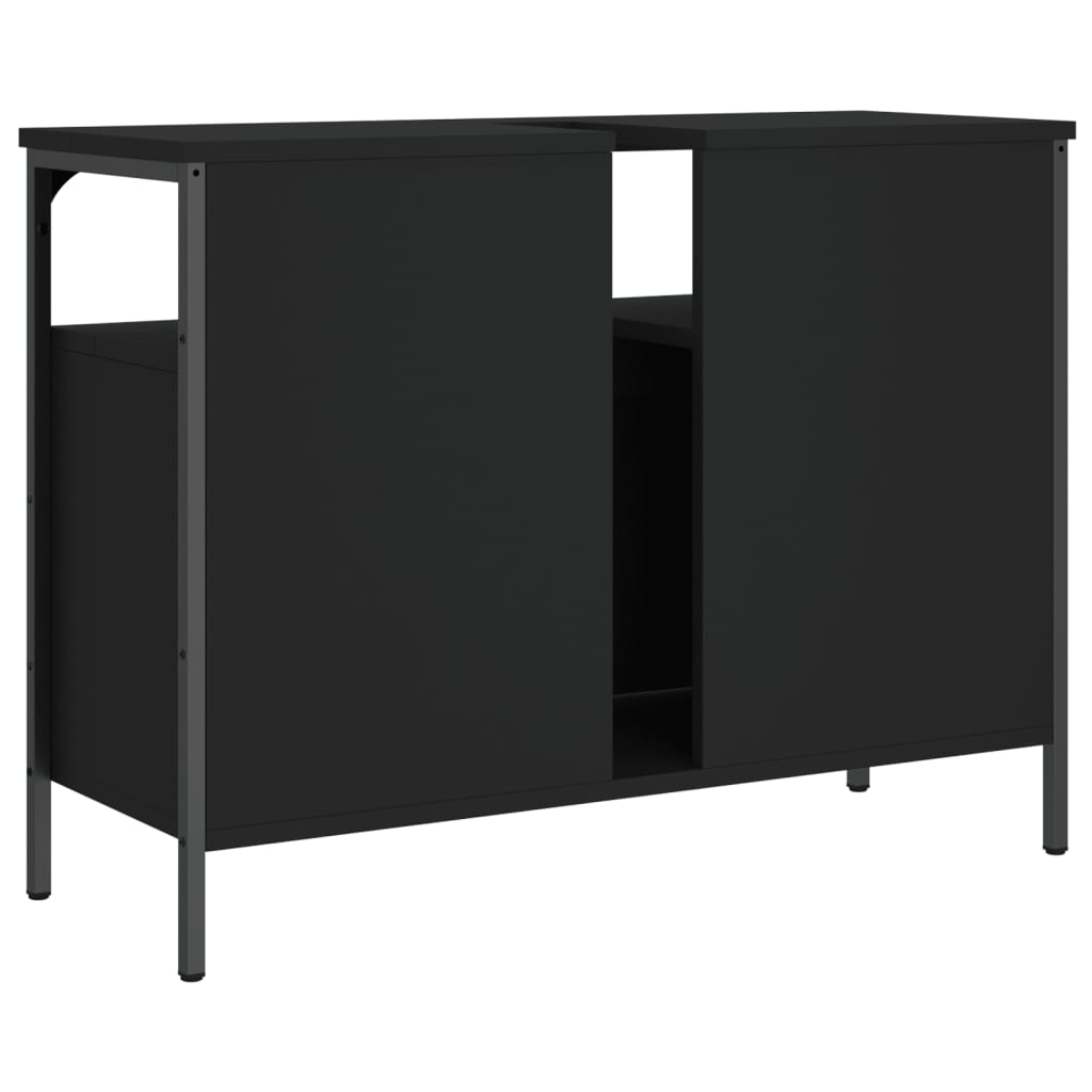 Mobile Lavabo Bagno Nero 80x30x60 cm in Legno Multistrato