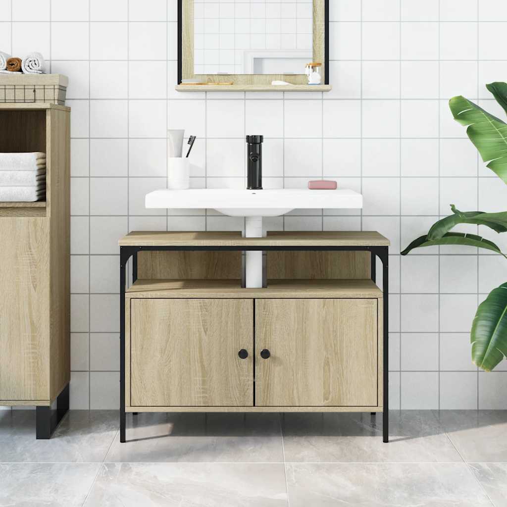 Mobile Lavabo Bagno Rovere Sonoma 80x30x60 cm Legno Multistrato - homemem39