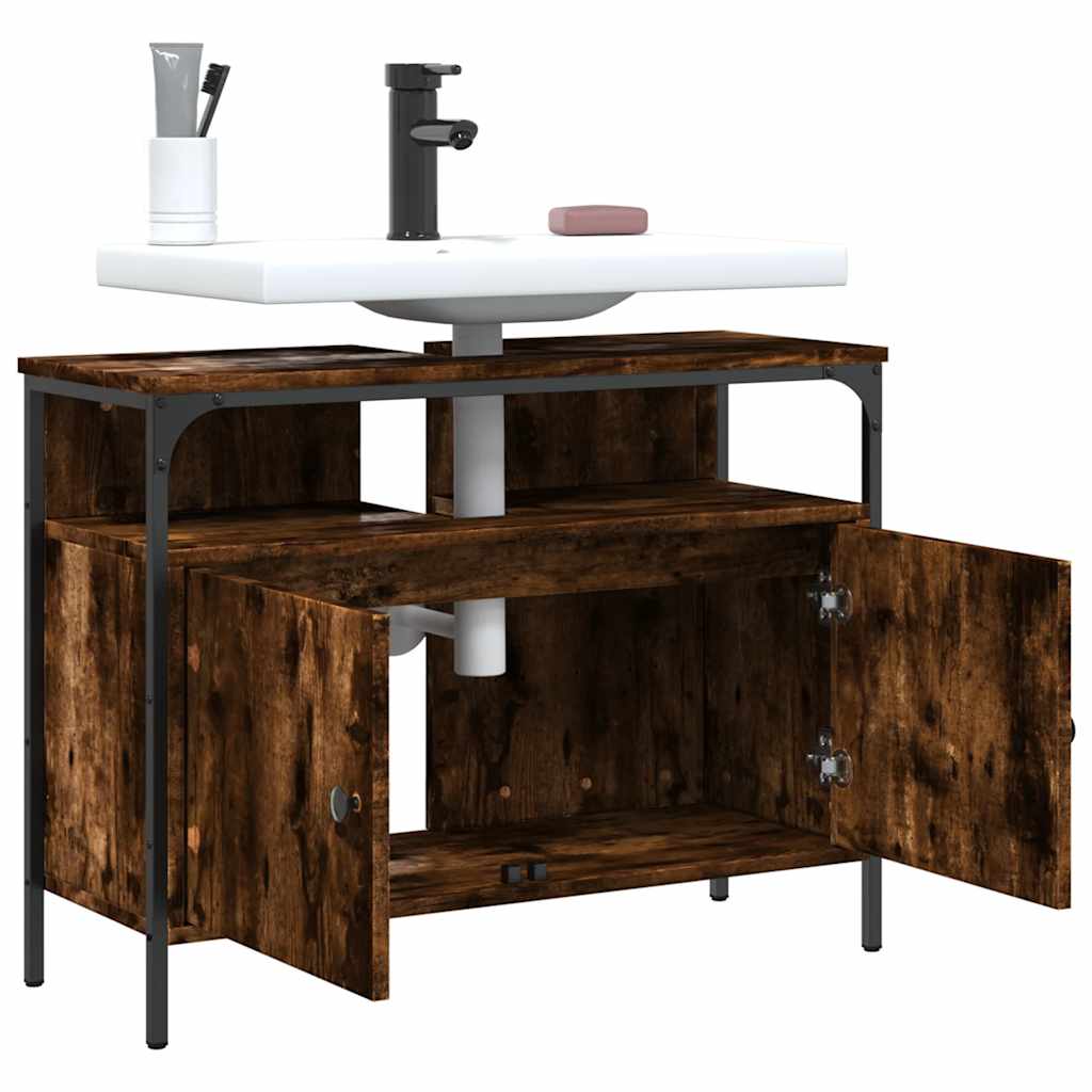 Mobile Lavabo Bagno Rovere Fumo 80x30x60 cm Legno Multistrato