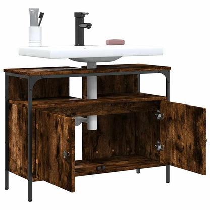 Mobile Lavabo Bagno Rovere Fumo 80x30x60 cm Legno Multistrato