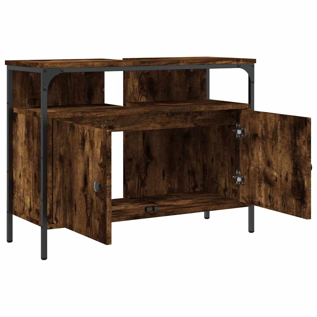 Mobile Lavabo Bagno Rovere Fumo 80x30x60 cm Legno Multistrato