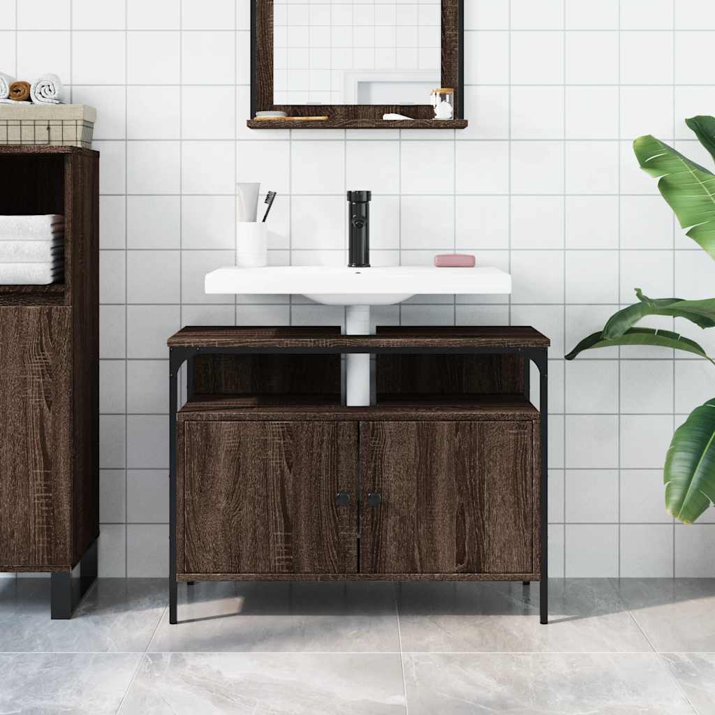 Mobile Lavabo Bagno Rovere Marrone 80x30x60cm Legno Multistrato - homemem39