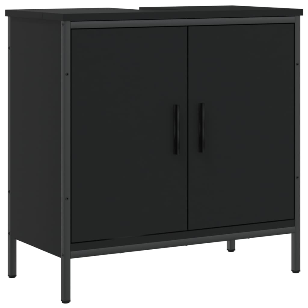 Mobile Lavabo Bagno Nero 60x30x60 cm in Legno Multistrato