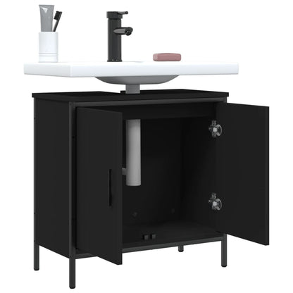 Mobile Lavabo Bagno Nero 60x30x60 cm in Legno Multistrato