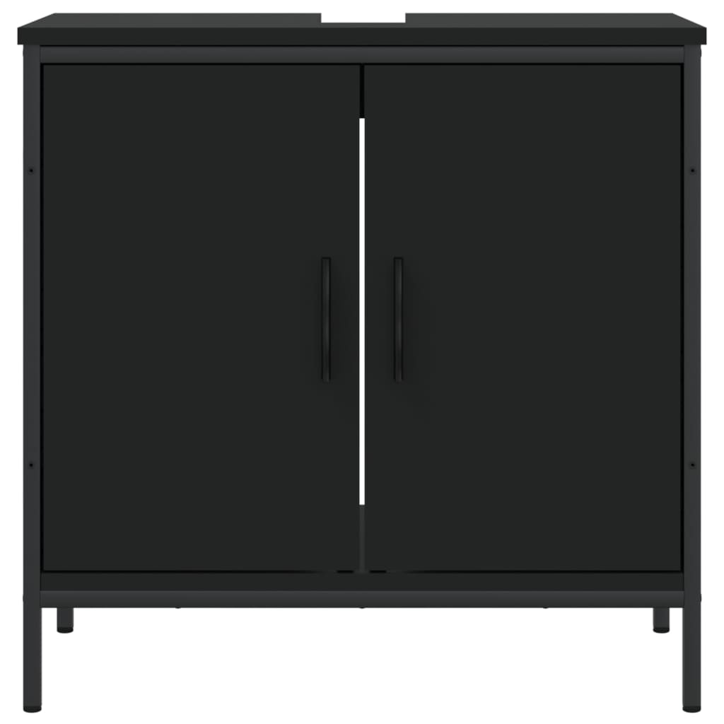 Mobile Lavabo Bagno Nero 60x30x60 cm in Legno Multistrato