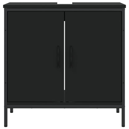 Mobile Lavabo Bagno Nero 60x30x60 cm in Legno Multistrato