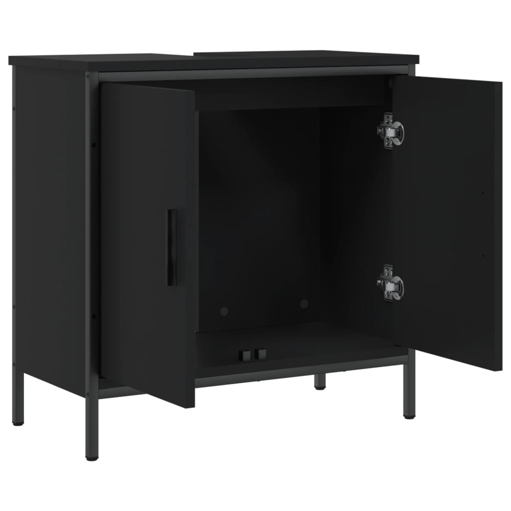 Mobile Lavabo Bagno Nero 60x30x60 cm in Legno Multistrato