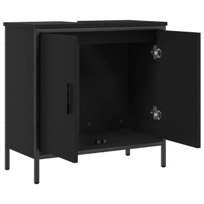 Mobile Lavabo Bagno Nero 60x30x60 cm in Legno Multistrato