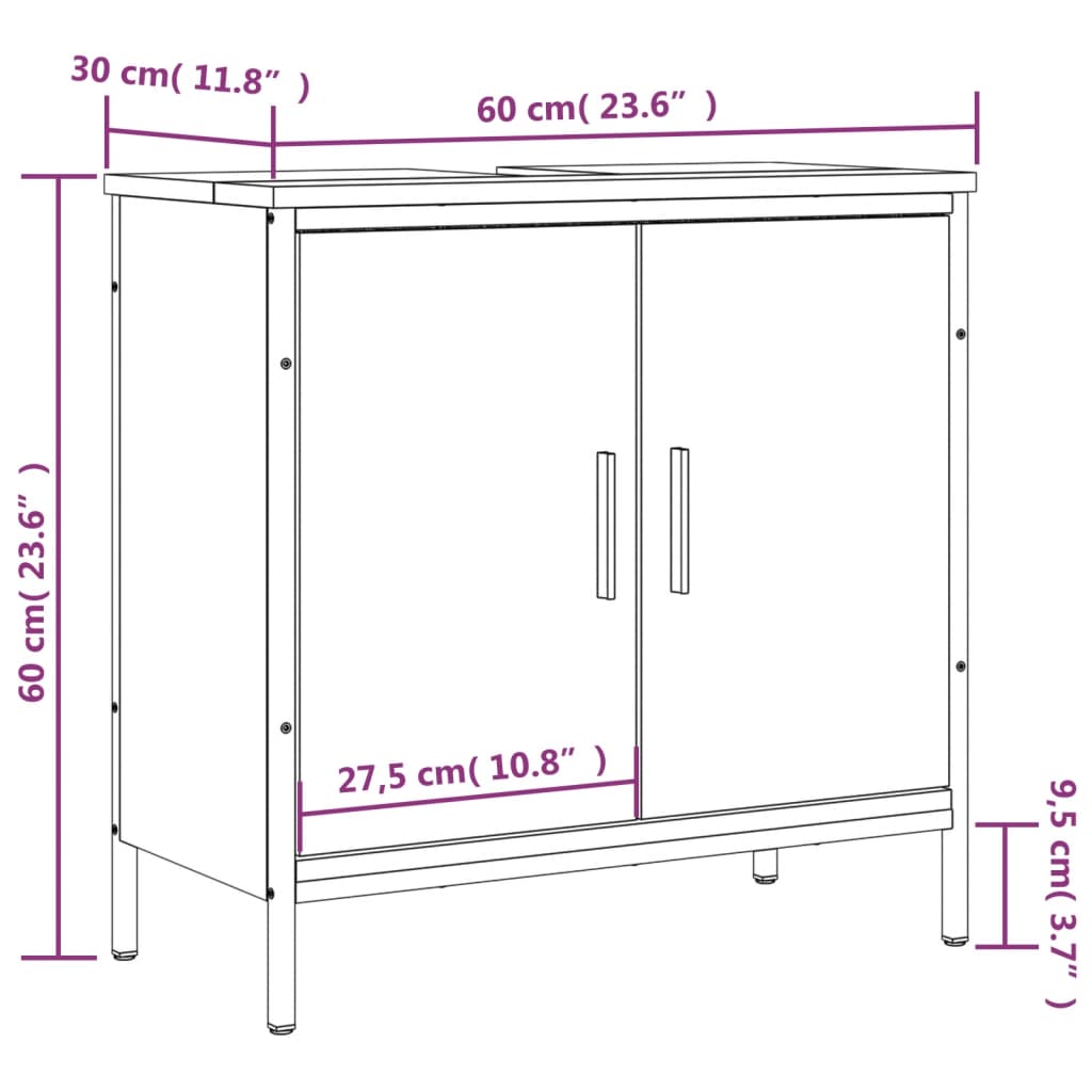 Mobile Lavabo Bagno Rovere Sonoma 60x30x60 cm Legno Multistrato - homemem39