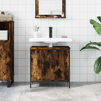 Mobile Lavabo Bagno Rovere Fumo 60x30x60 cm Legno Multistrato
