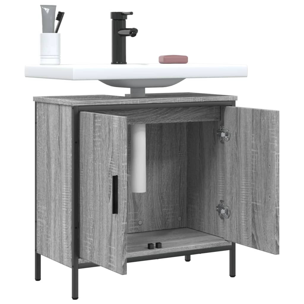 Mobile Lavabo Bagno Grigio Sonoma 60x30x60 cm Legno Multistrato - homemem39