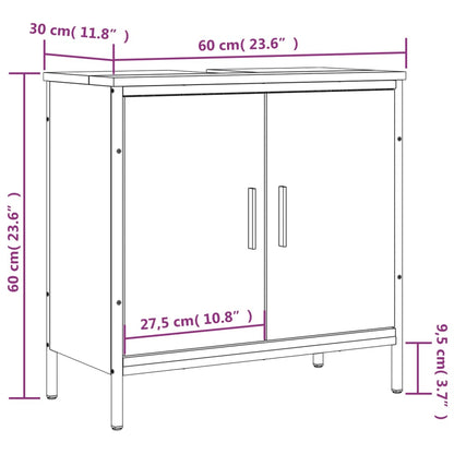 Mobile Lavabo Bagno Grigio Sonoma 60x30x60 cm Legno Multistrato