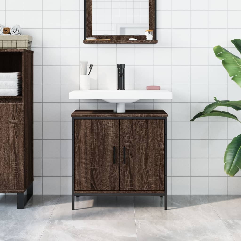 Mobile Lavabo Bagno Rovere Marrone 60x30x60cm Legno Multistrato