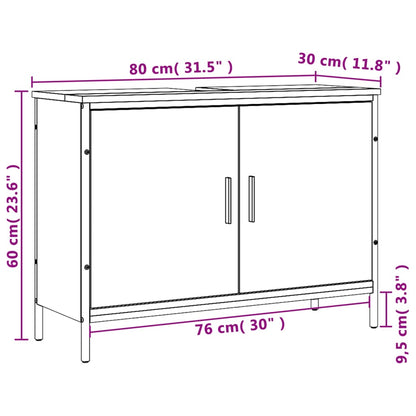 Mobile Lavabo Bagno Rovere Sonoma 80x30x60 cm Legno Multistrato - homemem39