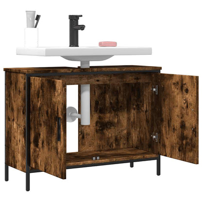 Mobile Lavabo Bagno Rovere Fumo 80x30x60 cm Legno Multistrato