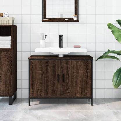 Mobile Lavabo Bagno Rovere Marrone 80x30x60cm Legno Multistrato - homemem39