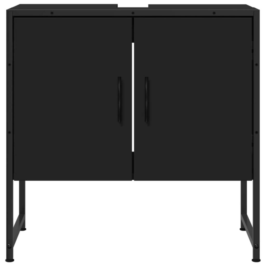 Mobile Lavabo Bagno Nero 60x30x60 cm in Legno Multistrato