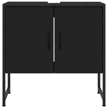 Mobile Lavabo Bagno Nero 60x30x60 cm in Legno Multistrato