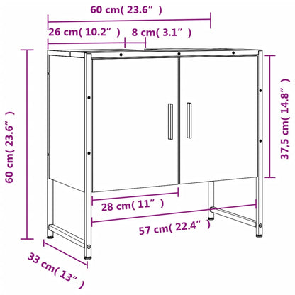 Mobile Lavabo Bagno Nero 60x30x60 cm in Legno Multistrato