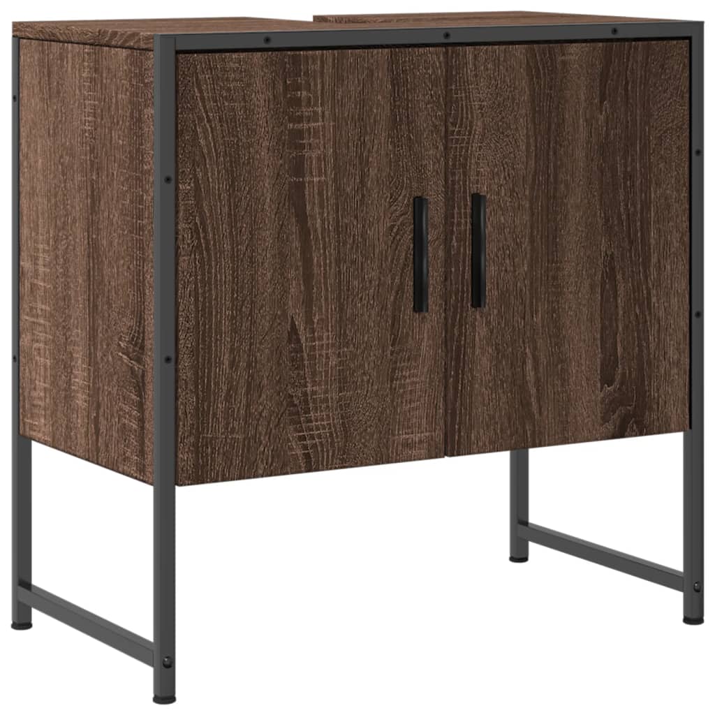 Mobile Lavabo Bagno Rovere Marrone 60x33x60cm Legno Multistrato - homemem39