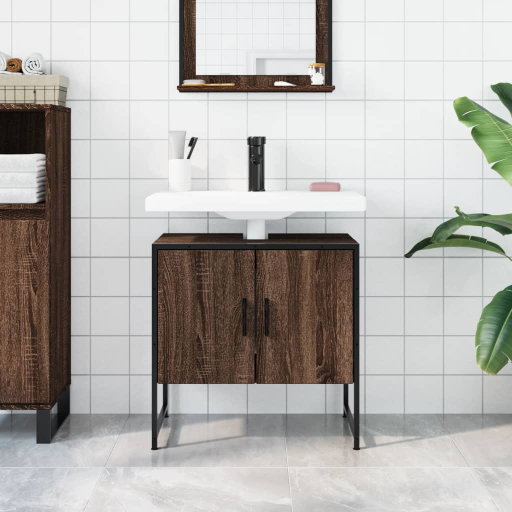 Mobile Lavabo Bagno Rovere Marrone 60x33x60cm Legno Multistrato - homemem39