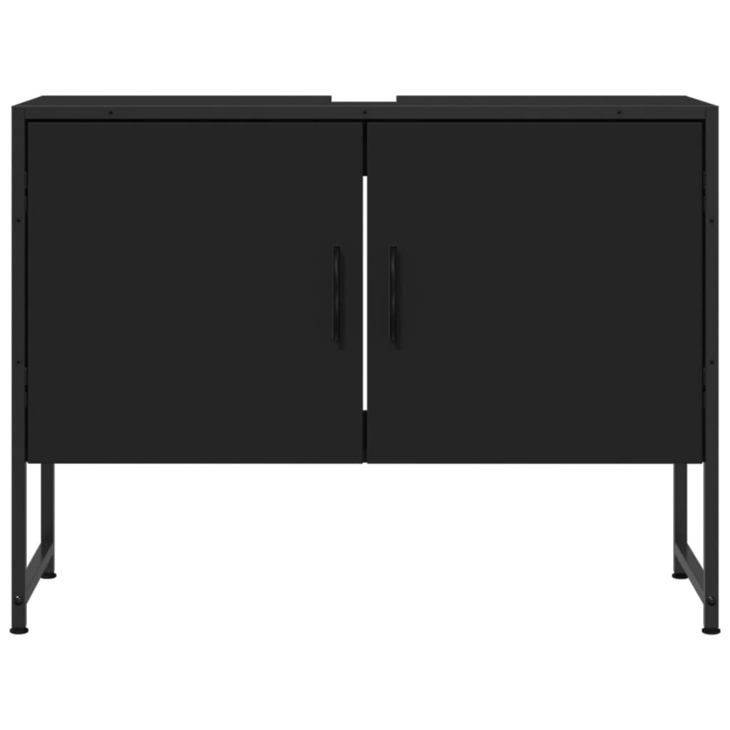 Mobile Lavabo Bagno Nero 60x30x60 cm Legno Multistrato