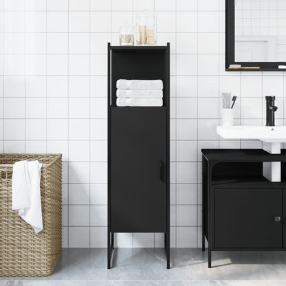 Mobile da Bagno Nero 33x33x120,5 cm in Legno Multistrato