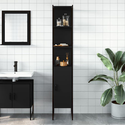 Mobile da Bagno Nero 33x33x185,5 cm in Legno Multistrato