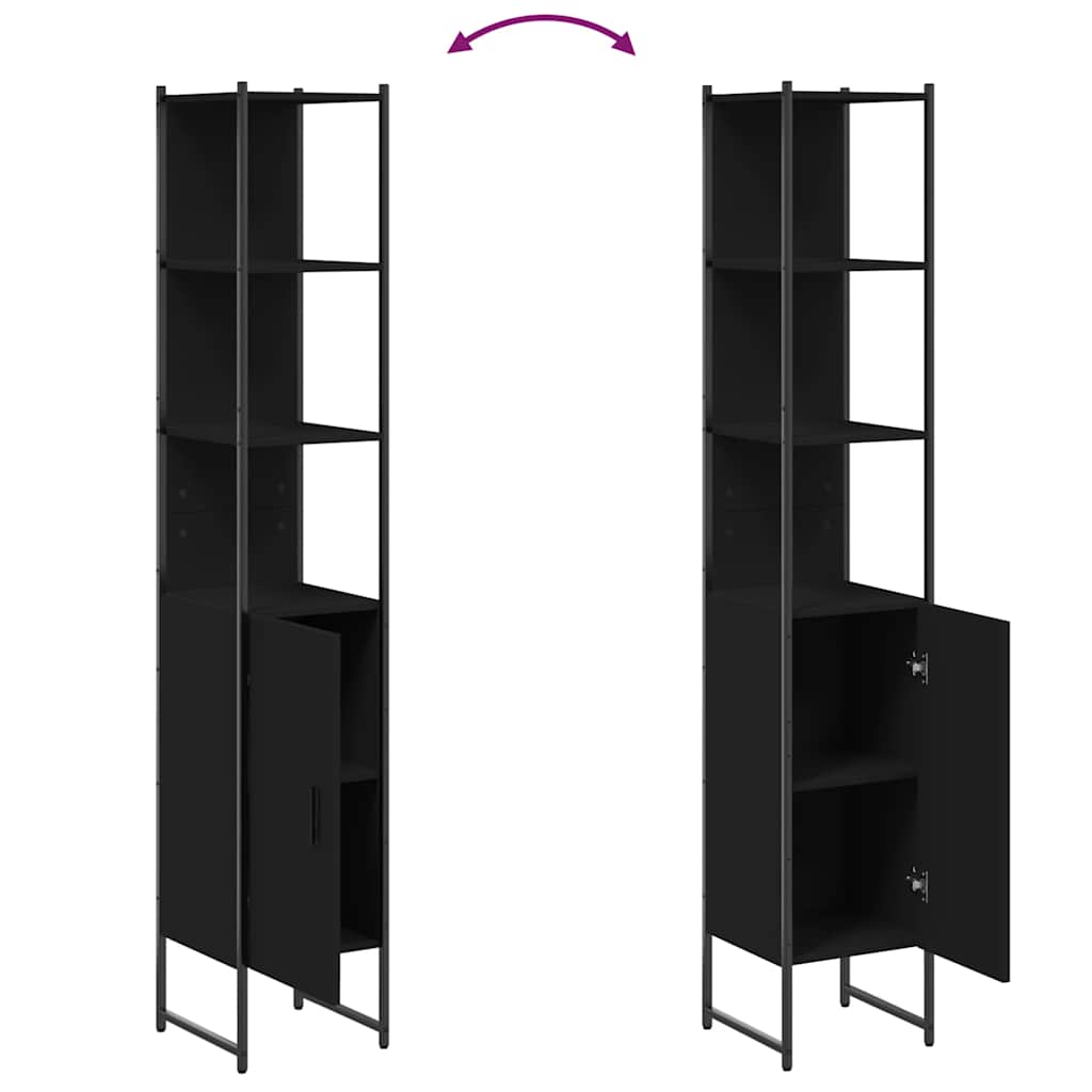 Mobile da Bagno Nero 33x33x185,5 cm in Legno Multistrato