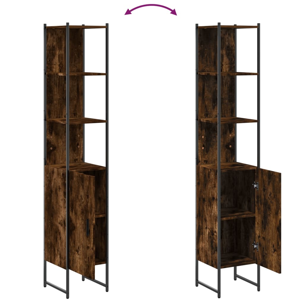 Mobile da Bagno Rovere Fumo 33x33x185,5 cm in Legno Multistrato