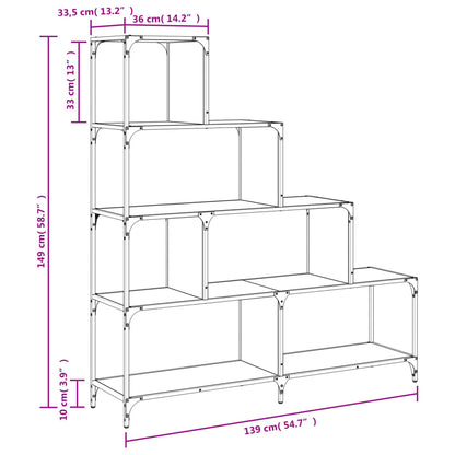 Libreria 4 Gradini Rovere Fumo 139x33,5x149cm Legno Multistrato