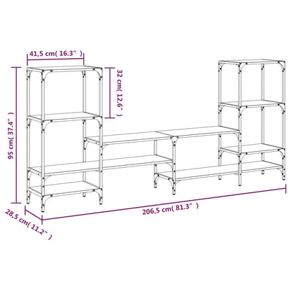 Mobile Porta TV Nero 206,5x28,5x95 cm in Legno Multistrato