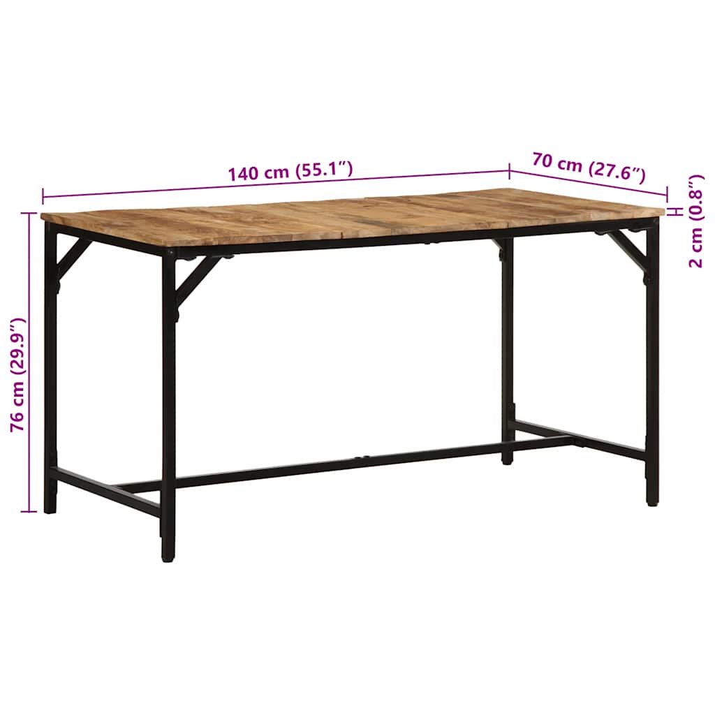 Tavolo da Pranzo 140x70x75 cm in Legno Massello di Mango Grezzo | homemem39