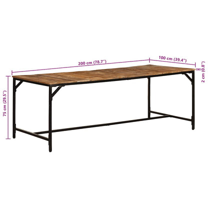 Tavolo da Pranzo 200x100x75cm in Legno Massello di Mango Grezzo | homemem39