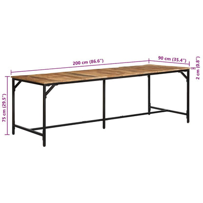 Tavolo da Pranzo 220x90x75 cm in Legno Grezzo Massello di Mango | homemem39