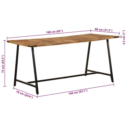Tavolo da Pranzo 160x80x75 cm in Legno Massello di Mango | homemem39